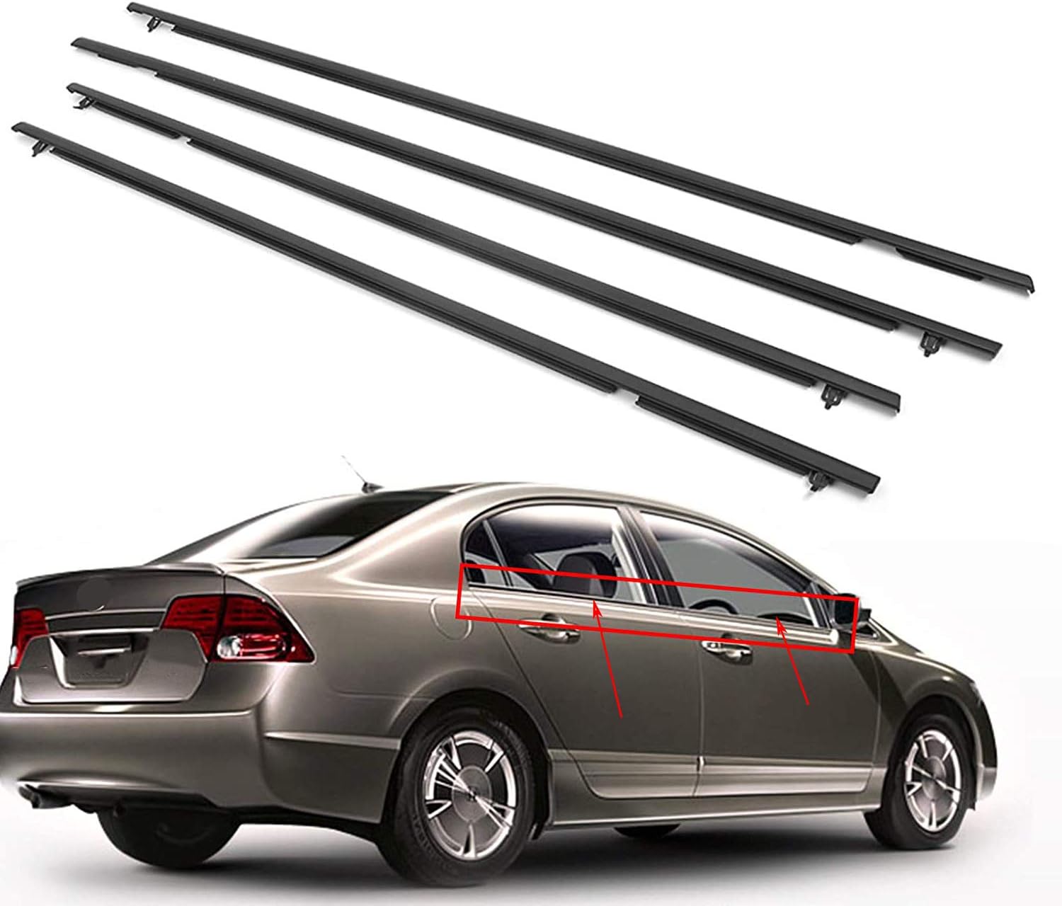 Car Weatherstrip Window Seal Trim Weather Stripping Moulding Door Belt Strips Fit for Honda Civic 2006 2007 2008 2009 2010 2011