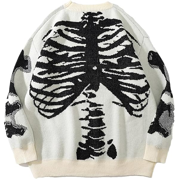 O-neMakpa Unisex Vintage Skull Skeleton Knitted Sweater