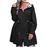 AOVDE Women's Rain Jacket Plus Size: Waterproof Raincoat Reversible Lightweight Windbreaker Jackets with Hooded