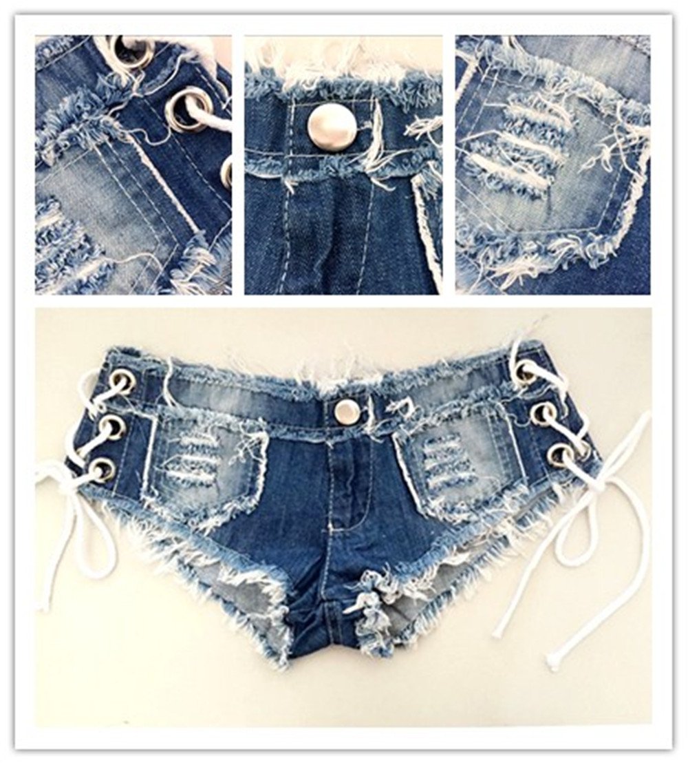 Ruiatoo Women\'s Sexy Low Waist Jeans Fashion Button Low Waisted Cut Off Denim Jeans Shorts Mini Hot Pants S