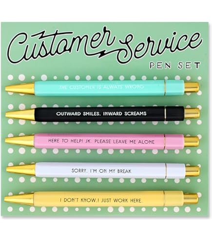 C R Gibson Novelty Ball Point Ink Pens Humorous Sayings In White Font Pink Orange 4 Pack Funny Writing Instruments Np 9 25505 - View #2