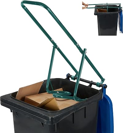 Relaxdays Rubbish Press for Wheelie Bins Manual Waste Compressor Green