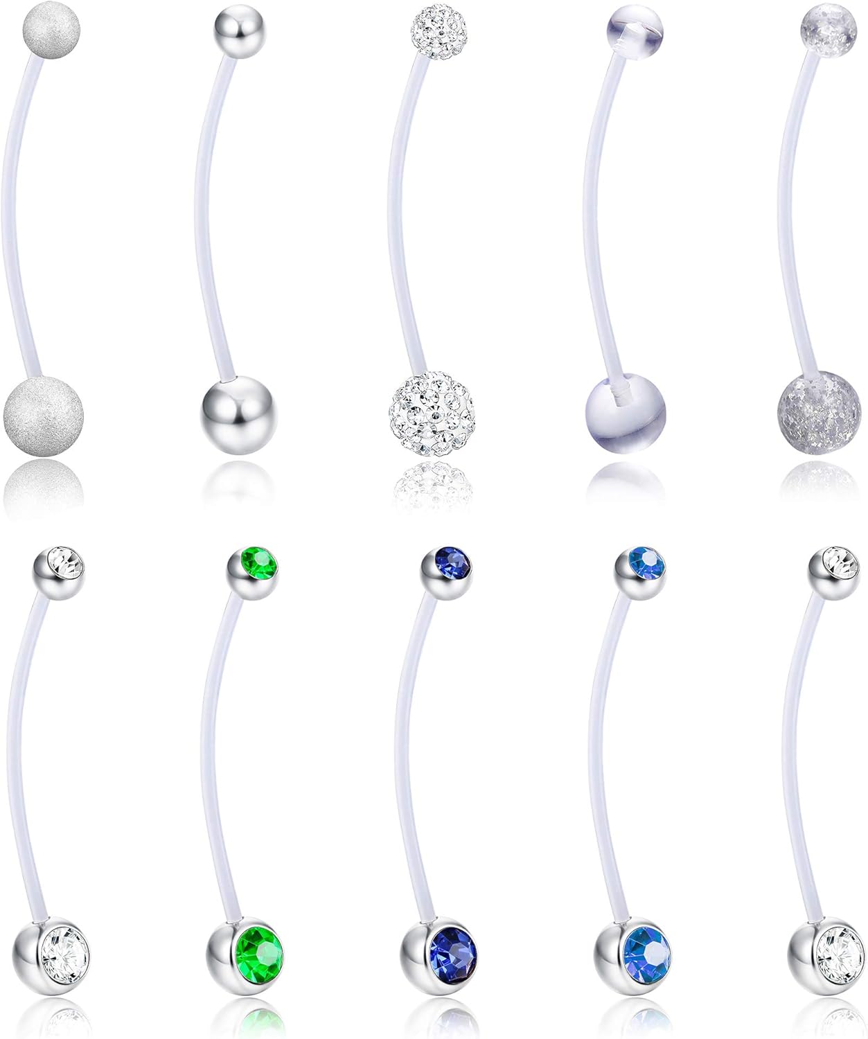 Jstyle 10Pcs 14G Pregnancy Belly Button Rings for Women Sport Maternity Flexible