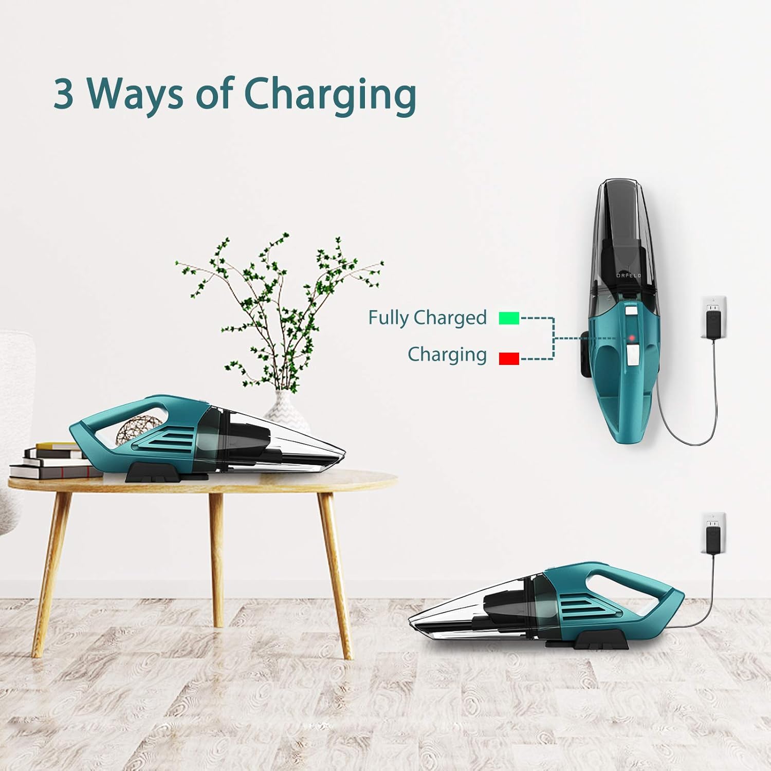 ORFELD Handheld Vacuum, 7500PA Hand Vacuum Cordless with Powerful Suction, Wet Dry Portable Handheld Vacuum Cleaner for Pet Hair, Home and Car Cleaning: Home & Kitchen