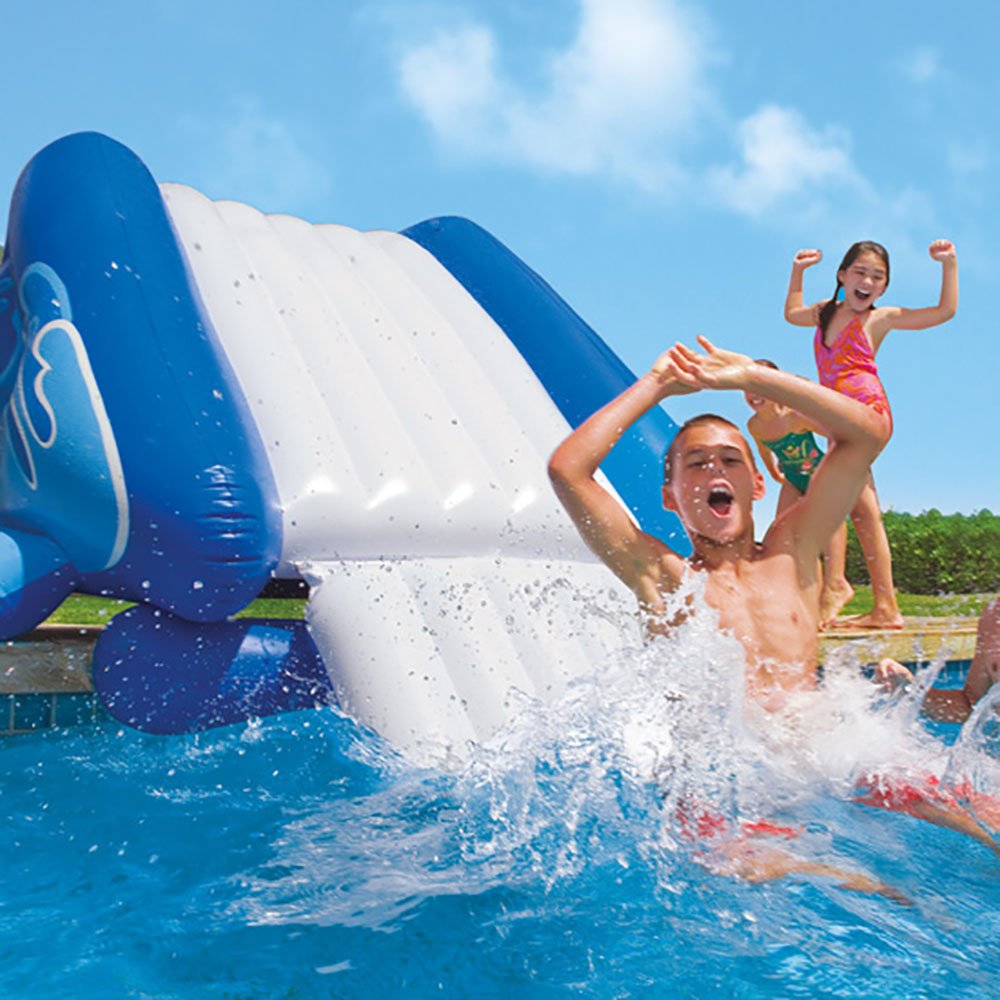 Intex Kool Splash Inflatable Swimming Pool Water Slide + Quick Fill Air