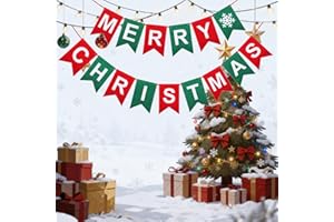 Baisunt Merry Christmas Banner DIY Kit Felt Xmas Burlap Garland for Fireplace Mantel, Wall, Xmas Tree Holiday Decor