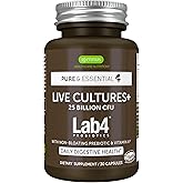 Igennus Probiotics & Prebiotic 2 in 1, Lactobacillus Acidophilus & Bifidobacterium, Gut Health Support, Live Cultures+ Lab4, Guaranteed 25 Billion CFU, Women & Men, Non-Bloating, Non-GMO, 30 Capsules