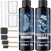 Rlcvecv Cyanotype Kit for with 8 Tools &ndash; Sunprint Kit with Chemicals &amp; Sensitizer, Photo Printing Fabric Art Set for Beginners, Paper &amp; Creative DIY Projects