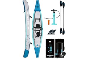BEYOND MARINA Inflatable Kayak 1 & 2 & 3 Person Adult- Full Drop Stitch Kayak with Aluminum Paddles, Seats, Footrests, Pump, 