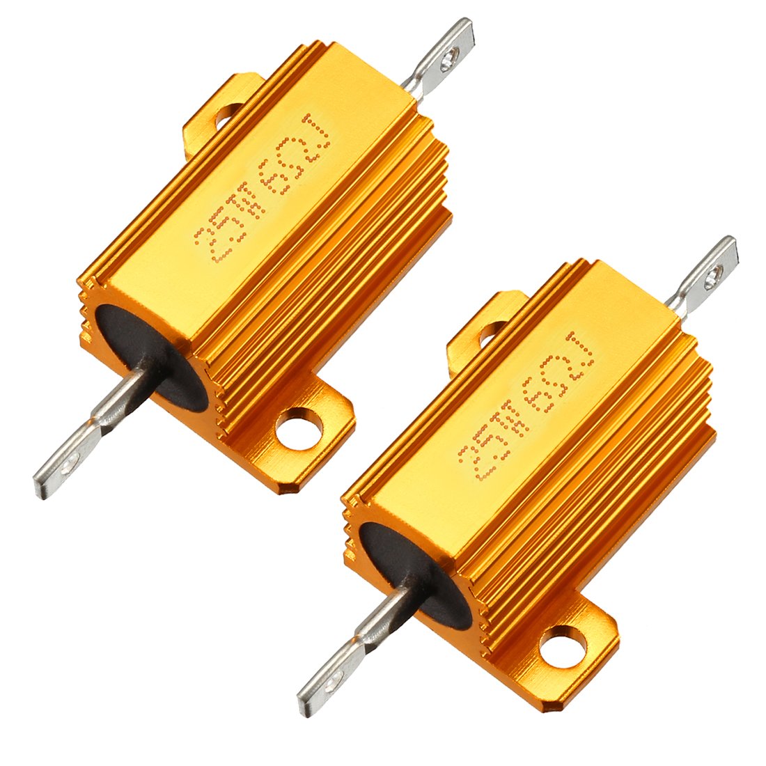 Sourcingmap 25W 6 Ohm 5% Aluminum Housing Resistor Screw Tap Chassis Mounted Aluminum Case Wirewound Resistor Load Resistors Gold Tone 2 pcs