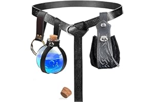 SUMGOGO 4 Pcs Halloween Renaissance Belt Pouch Witch Bottle Skirt Hikes Medieval Viking Pirate Leather Belt Costume Set