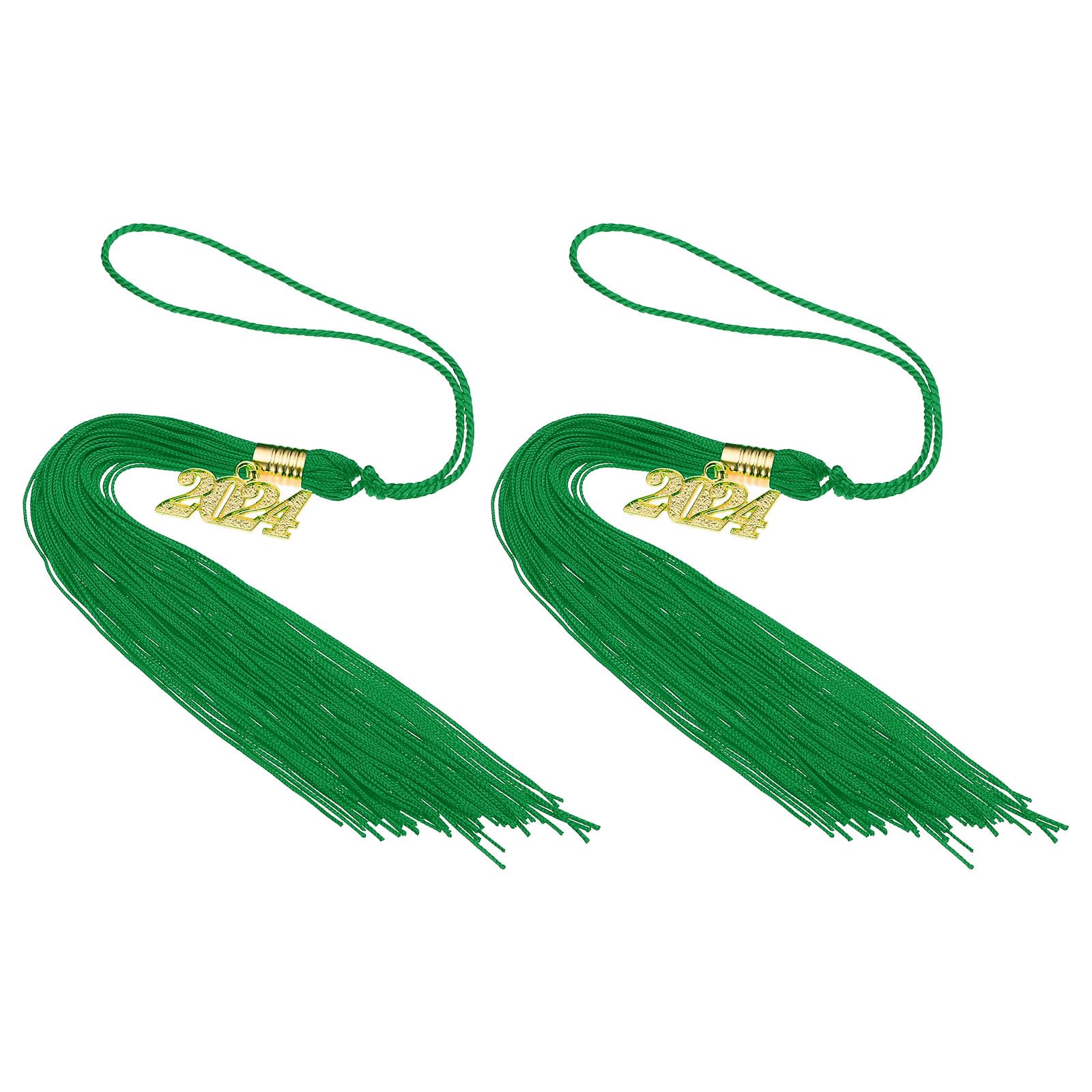 PATIKIL 2 Pcs Graduation Tassel with 2024 Gold Charm, Graduation Cap Tassel 2024 Year Graduation Tassels for Graduation Party Ceremonies Souvenir, Green