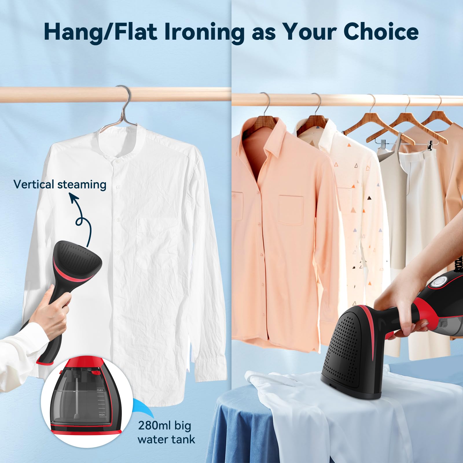 Looptop Garment Steamer - 15s Fast Heat-up Portable Steamer (Black)