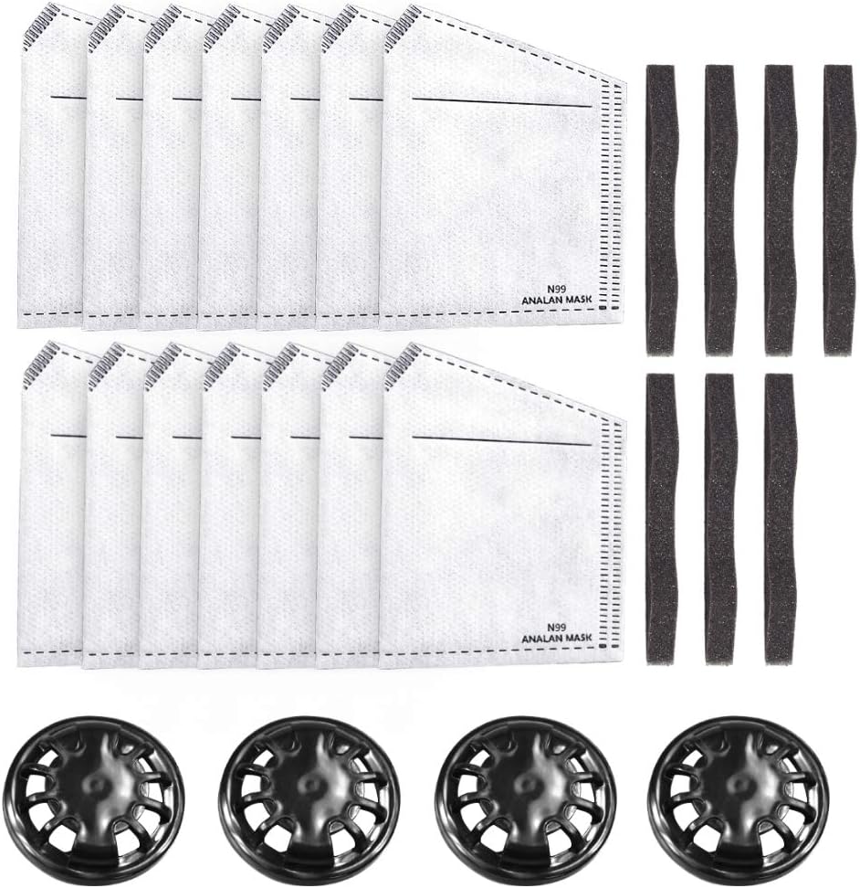ANALAN 14Pcs N99 Mask Filters and 7Pcs Sponge Strip and 4Pcs Valves
