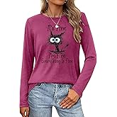 It's Fine I'm Fine Everything is Fine Funny Cat Printed T-Shirt for Women Long Sleeve