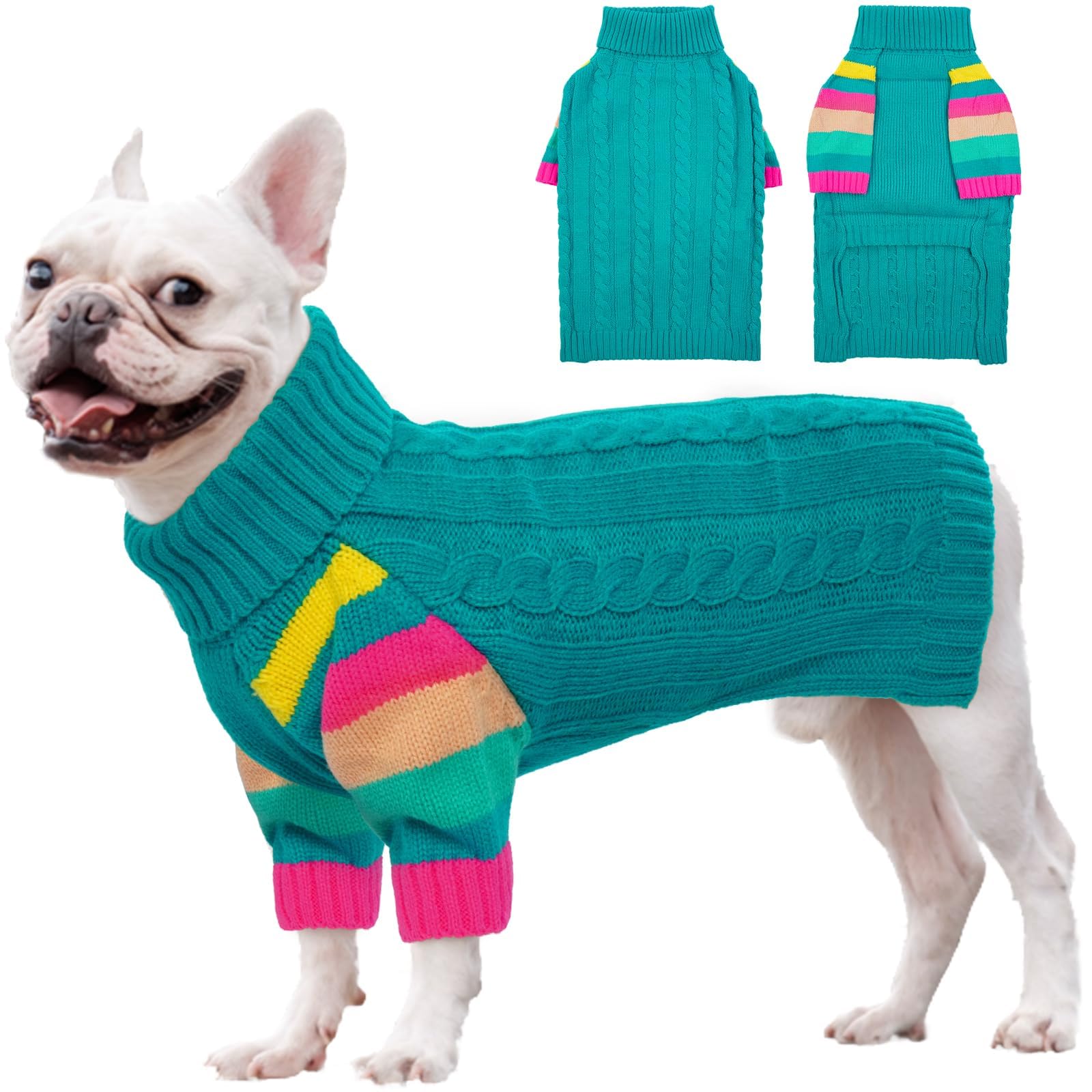 OUOBOB Dog Jumper - Medium Dog Turtleneck Pullover Vest, Christmas Outfit for Boys & Girls - Frenchie, Beagle, Boston Terrier — image 1