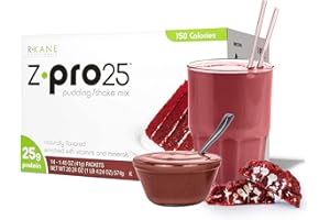 R-Kane Nutritionals Z-Pro Red Velvet Protein Drink Mix - High Protein, Low Calorie Low Fat Shake and Pudding Mix - Meal Replacement, On-The-Go Packets - Breakfast Boost - 25g Protein - 14 Packets
