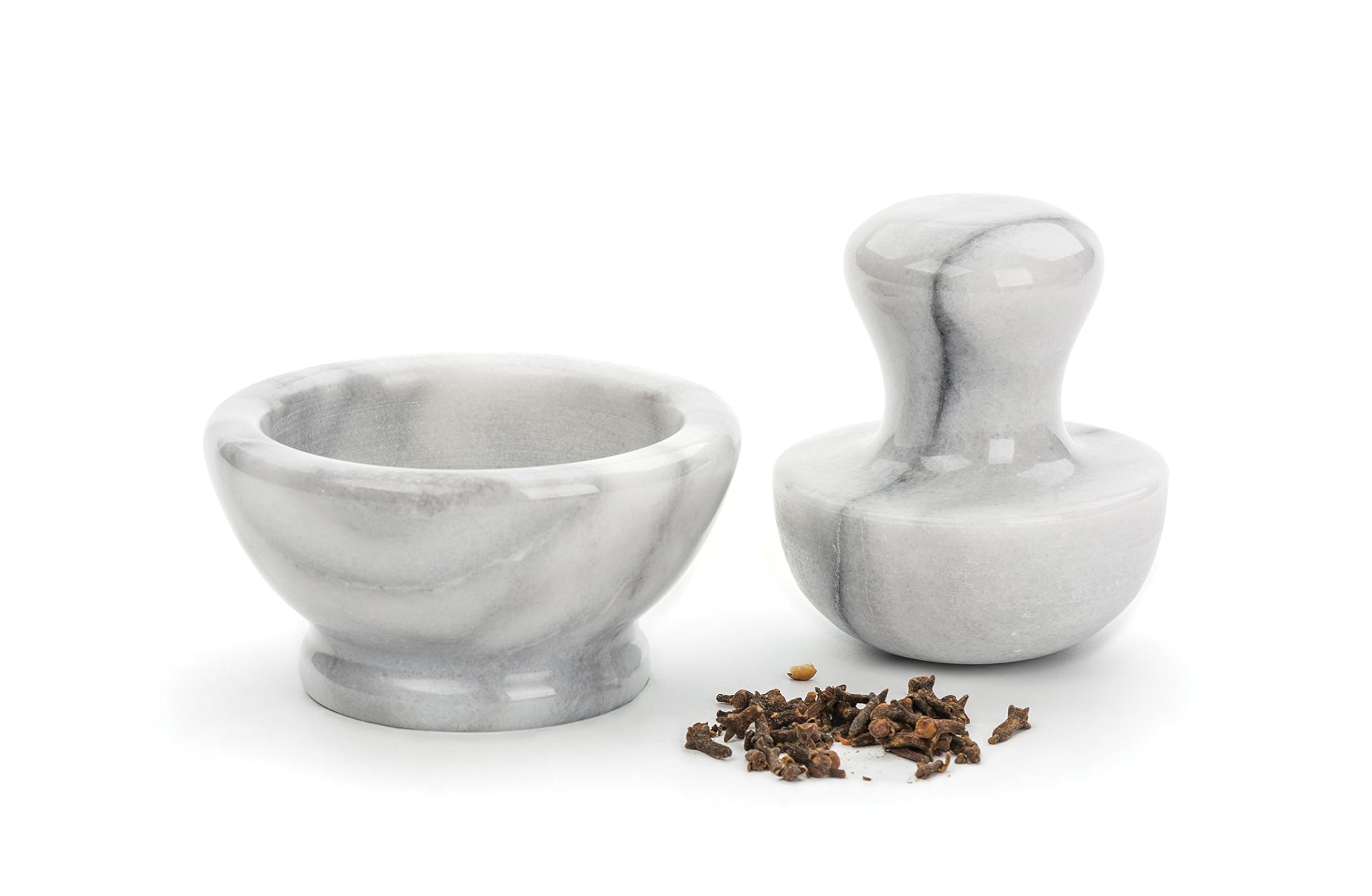RSVP Spice Grinder White Marble Mortar & Saw, 4
