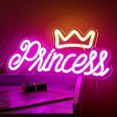 Ganeen Crown Neon Sign for Wall Decor Princess LED Neon Light Hanging Sign for Bedroom Decorative LED Wall Decor with USB Power for Room Wedding Party Bar Christmas Gift