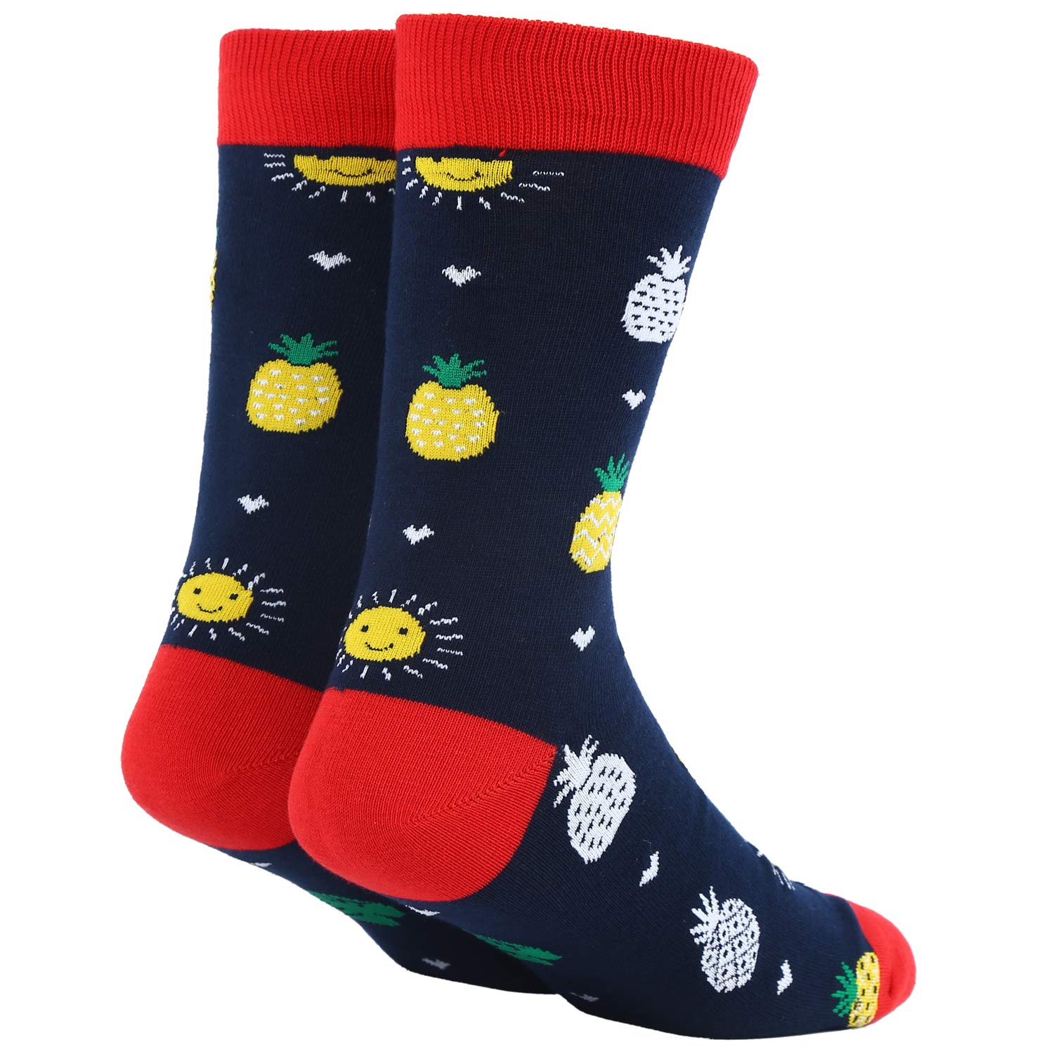 Mens Funny Novelty Crew Socks Crazy Pineapple Avocado Food Fruit Casual Dress Socks
