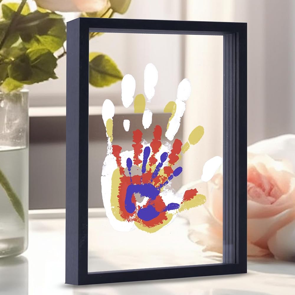 CHERRY CHEERS Family Handprint Kit Wooden Frame Non-Toxic Paints