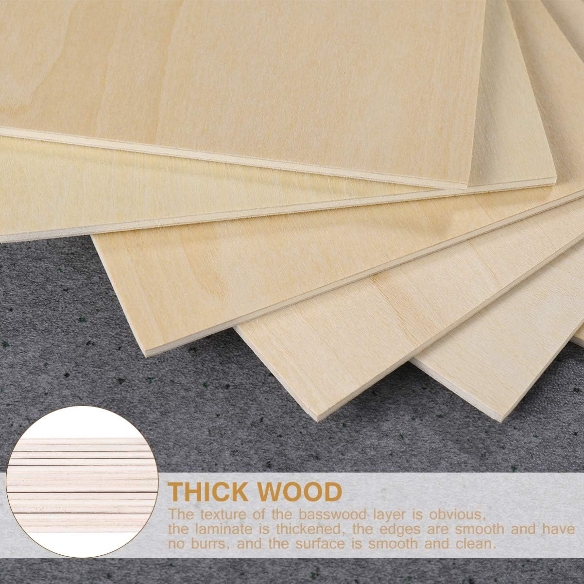 EXCEART DIY Basswood Slices 15Pcs 3Mm Thick Wooden Craft Planks for Painting Drawing Model Building Educational Art Projects - Image 4