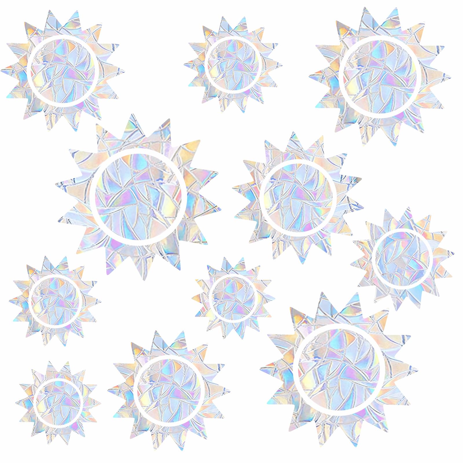 Sun Window Clings Anti Collision Static Cling Stickers for Bird Strikes Prismatic Vinyl Rainbow Decals for Glass Windows Sun Catcher Stickers