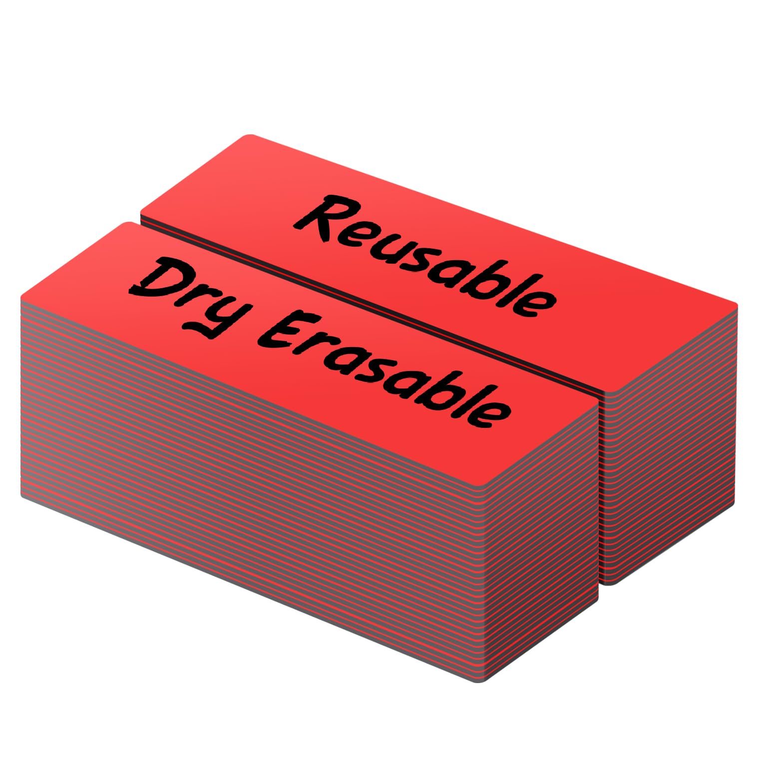 LLPT Dry Erase Magnetic Labels | 50PCS | 1.3CM x 5CM | Blank Writable Magnet Stickers Reusable for Refrigerator Desktop Shelf DIY Whiteboard (DML0520RD) | Red — image 1