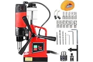 110V 1300W Magnetic Drill Press 40mm Dual Rail, 700 RPM, 1.57 Inch Max Drill Capacity, Complete with 6 Drill Bits & Chuck Sys