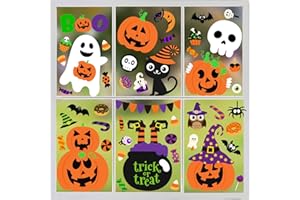 IMISHM 6 Pcs Window Clings - Halloween Decorations With Cute Pumpkin Ghost Stickers and Decals for Party