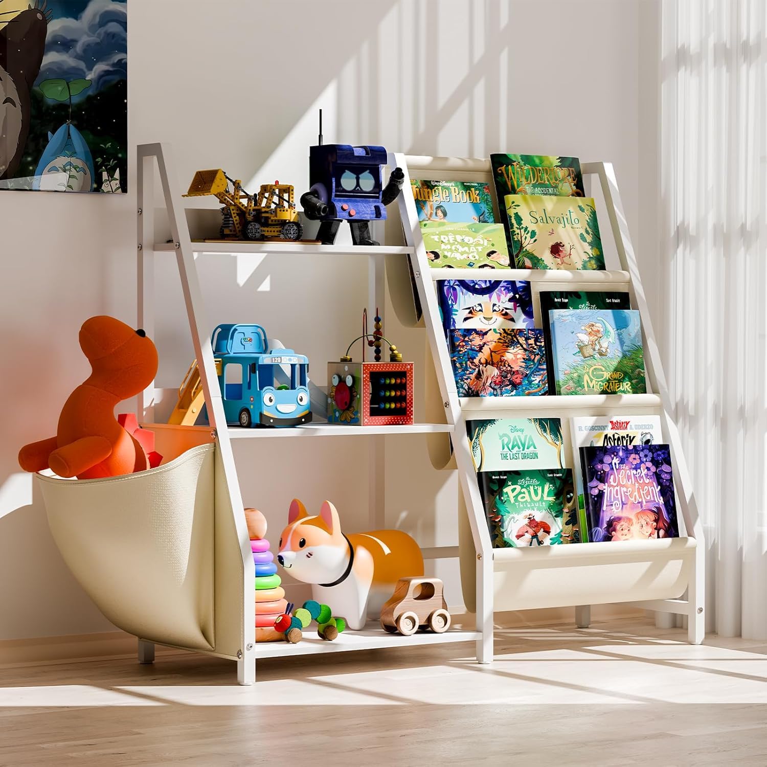 Photo 1 of Bookshelf and Toy Organizer, 3 Tier Toy Storage for Kids, Montessori Bookcase Furniture Book Shelf for Kids Rooms, Playroom, Bedroom, Nursery(White)