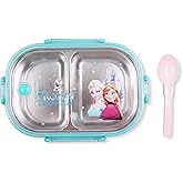 Finex Blue Reusable Stainless Steel Bento Box 2 Compartment Food Container Set with Clear Lid & Spoon - Princess