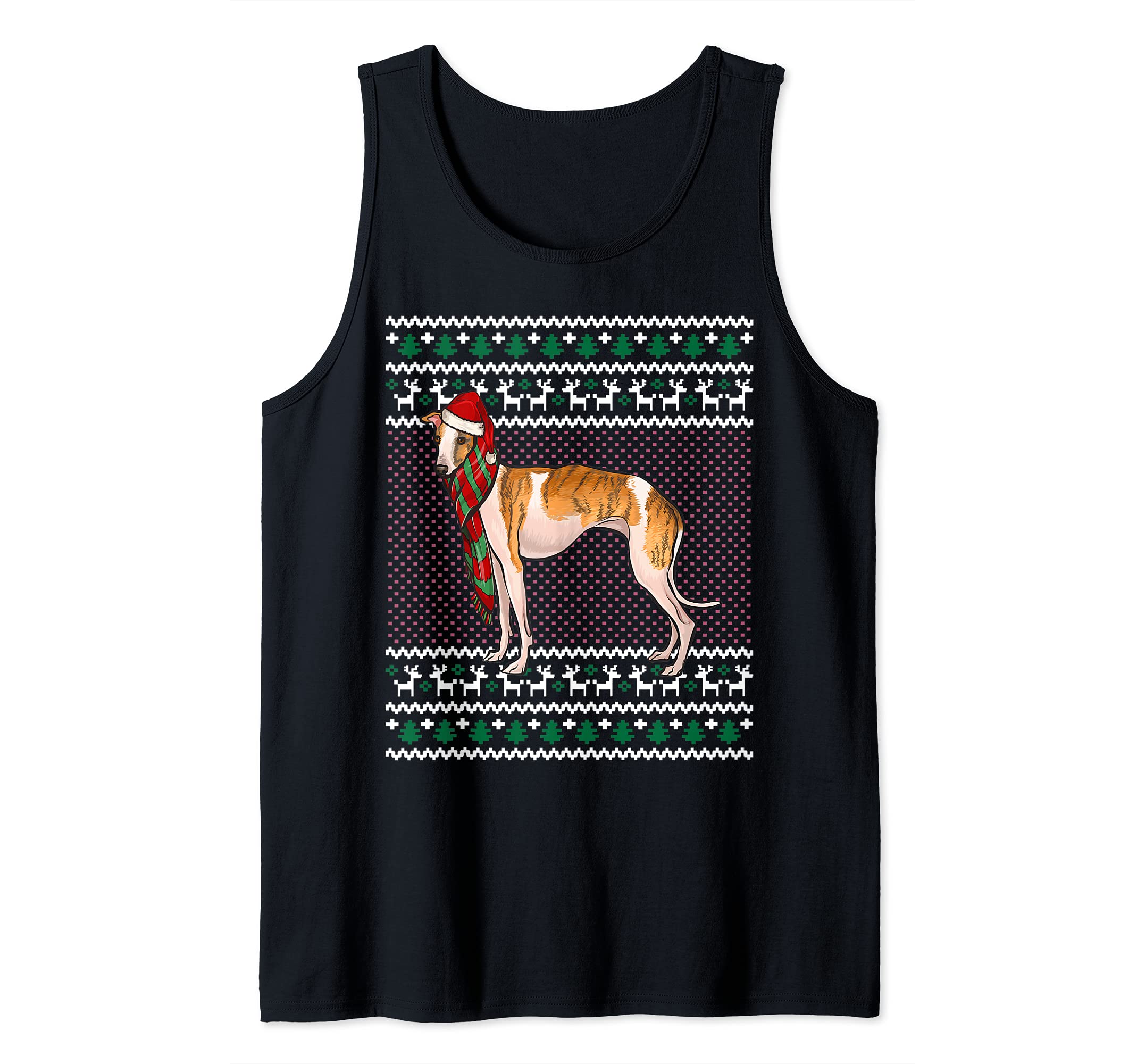 Xmas Whippet Dog Santa Hat Ugly Christmas Tank Top