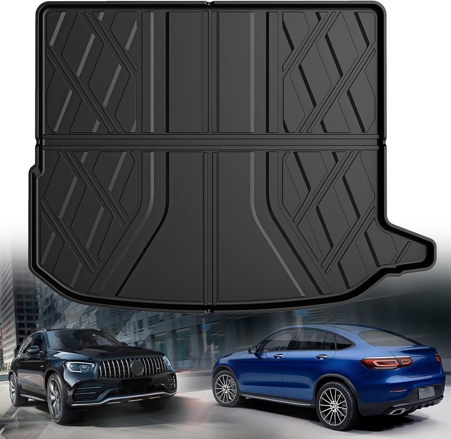 GLC Coupe Cargo Mat 2016-2022, Trunk Mat Compatible with Mercedes Benz GLC Coupe Only, AOMSAZTO All Weather Custom Fit Rubber Cargo Liner Trunk Liner for GLC300 Coupe,Black Image GLC Coupe Cargo Mat 2016-2022, Trunk Mat Compatible with Mercedes Benz GLC Coupe Only, AOMSAZTO All Weather Custom Fit Rubber Cargo Liner Trunk Liner for GLC300 Coupe,Black Image