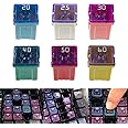 Flygun 6 PCS Car Fuse Combination Kit, 1.06" x 0.47" x 0.39" 20A/25A/30A/40A/50A/60A 32V Square Blade Fuse, Auto Replacement Accessories, Compatible with Many Types of Vehicles (Multicolored)