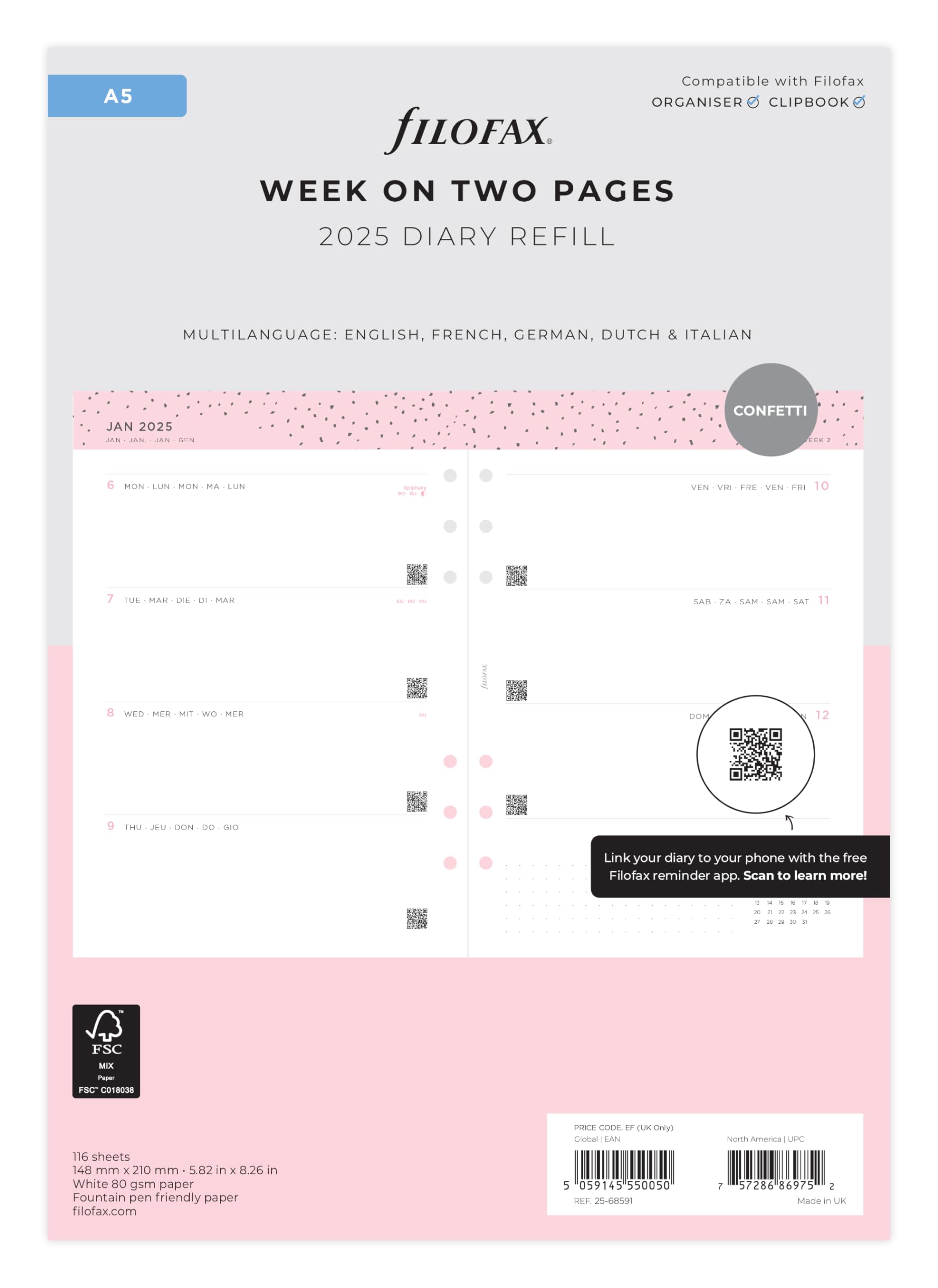 A5 Confetti week on two pages 2025 — image 1