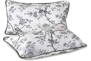 EVENHUG Black Bird Pillow Shams Set of 2 Cotton Quilted Pillowcase Matching Bedding Decoration Oblong Double Patterns (Pillow Shams, 12″x24″)