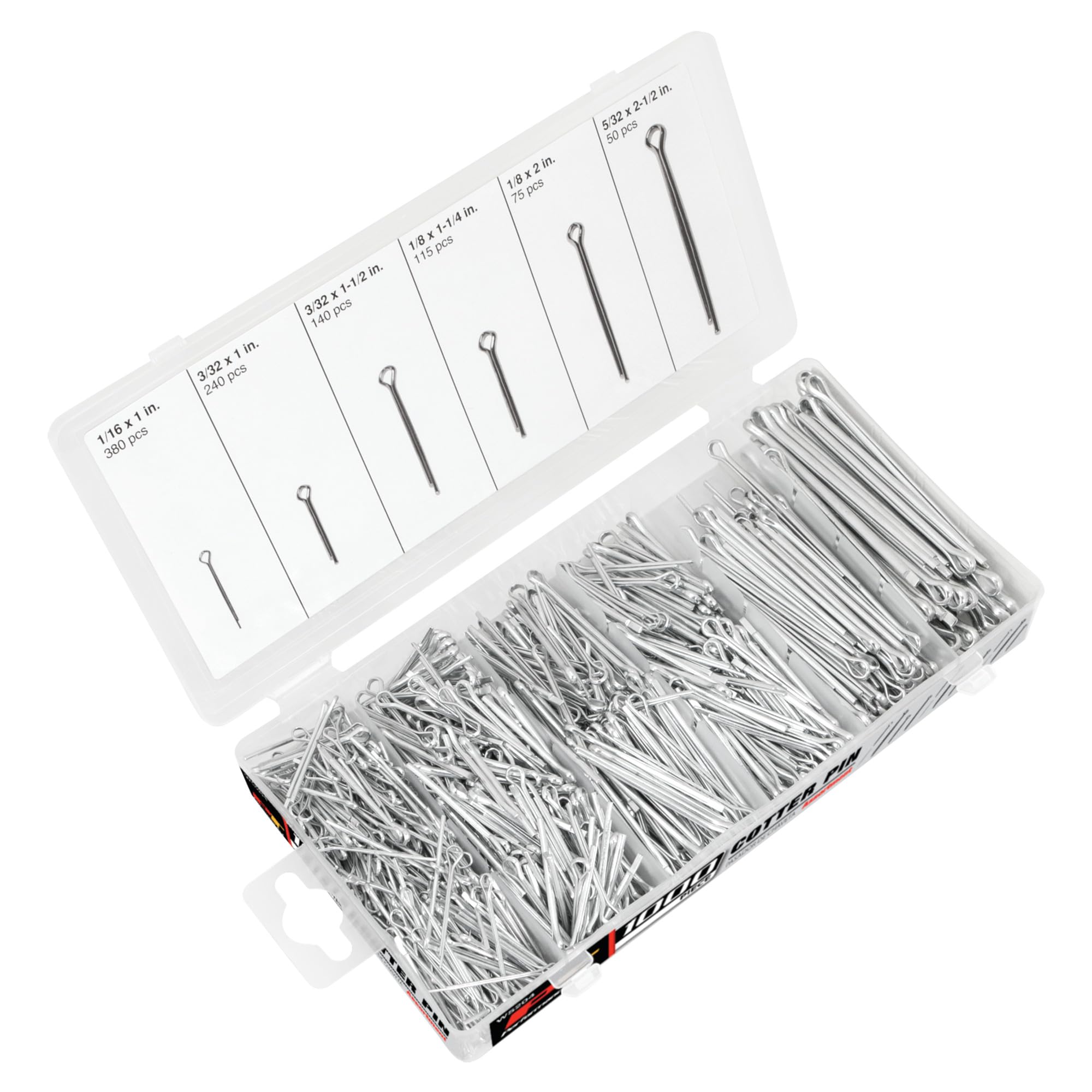 Performance Tool W5204 1000 Pc Cotter Pin Assortment, Chrome