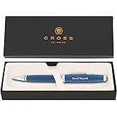 Cross Coventry Personalized Ballpoint Pen in Blue Lacquer with Chrome Trim | Engraved Pen for Graduation, Office, or New Hire