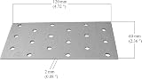 LLB Joining Plates Pack of 10 120x60x2mm Galvanised Z275 275g/m2 18 Holes view 2
