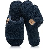 GOEWY Fuzzy Open Toe Slippers for Women Indoor Cozy Memory Foam Slip On House Slides Shoes Gifts for Womens Her Mom