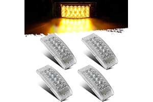 Partsam 4Pcs 6" Rectangle Truck Trailer Amber Led Side Marker Lights and Turn Signal Lights 20 Diodes w/Reflectors, Clear Lens, Waterproof Sealed, Surface Mount
