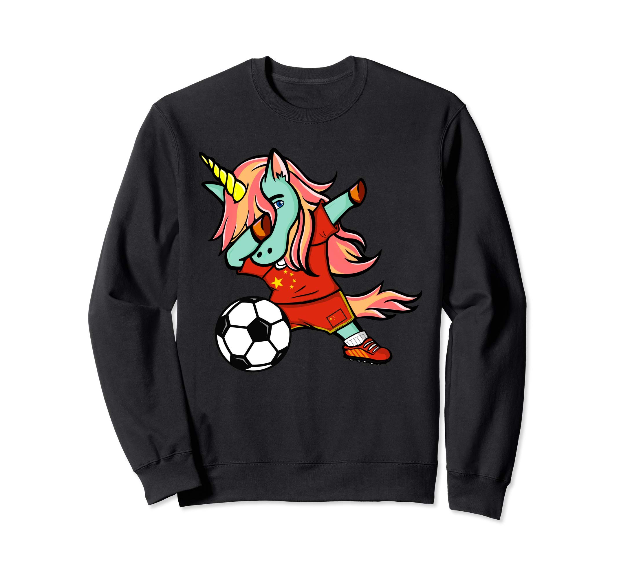 Funny Dabbing Unicorn China Football - Chinese Flag Soccer Sweatshirt