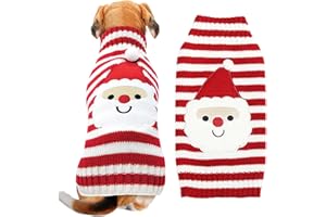 DOGGYZSTYLE Dog Christmas Sweater Xmas Pet Clothes Cute Striped Santa Claus Costume Holiday Puppy Cat Jumpers Outfits New Year Gifts for Small Medium Large Dogs (XXL, Red White Stripe Santa Claus)