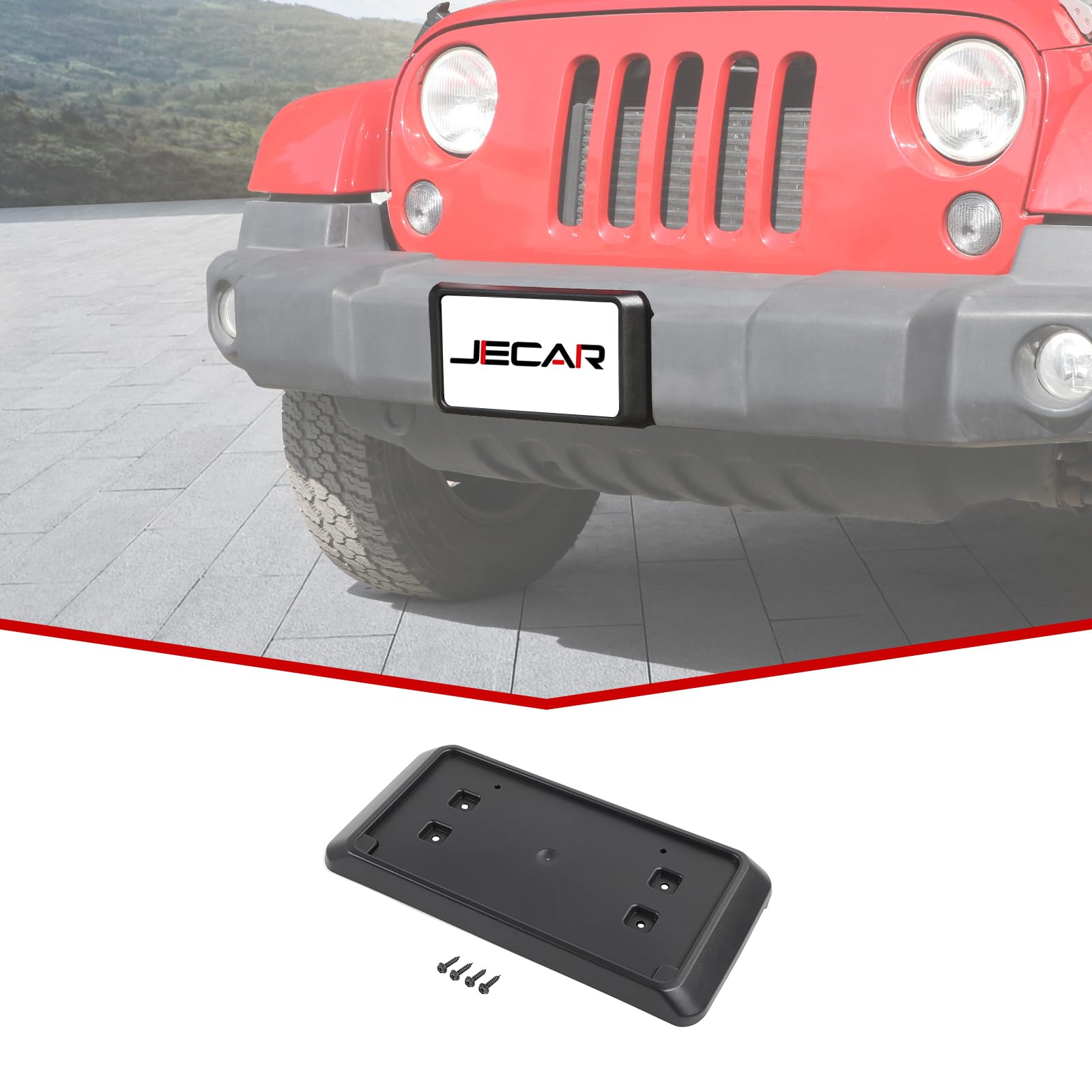 Photo 1 of JeCar License Plate Holder Front License Mounting Bracket Compatible with Jeep Wrangler JK JKU 2013-2017