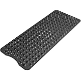 AmazerBath Shower Mat Non Slip 40 x 16 Inches, Shower Stall Mats with Suction Cups and Drain Holes, Non Slip Bath Mat for Tub for Elderly &amp; Kids, Clear Black