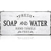 Jetec Farmhouse Bathroom Decor, Fresh Soap and Water Sign Vintage Bathroom Wood Plaque Rustic Wall Decor for Wall Art Decoration Restroom(Classic)