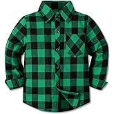 Cromoncent Boys Long Sleeve Flannel Plaid Shirt Button Down Shirts