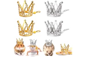 Keymall 4 Pieces Mini Crown with Adjustable Elastic Chin Strap for Snake Guinea Pig Hat Hamster Small Animals Accessories Photo Props