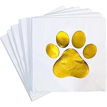 50 Gold Glitter Dog Paw Print Cocktail Napkins – 5x5 Inch 2-Ply Paper, Perfect For Dog Birthday Parties, Gifts, And Pet-Themed Events